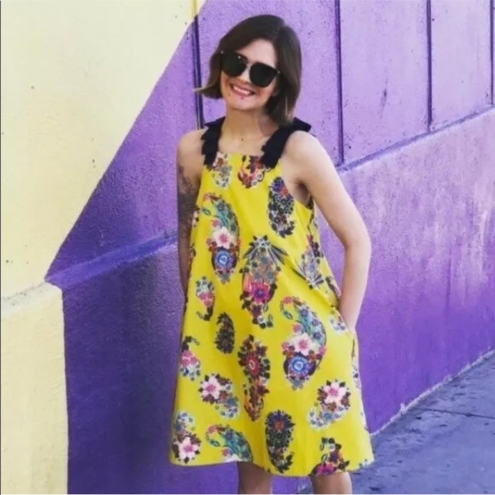 Anthropologie Maeve Sunniva Yellow Floral Dress S